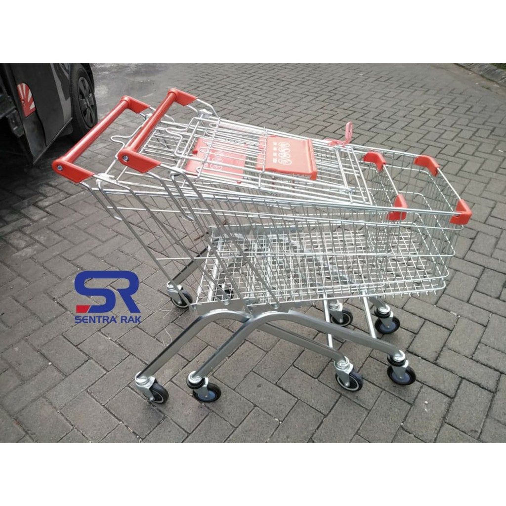 Trolley Belanja Troli Supermarket 60 Liter Dengan Karet Pelindung Roda Shopee Indonesia