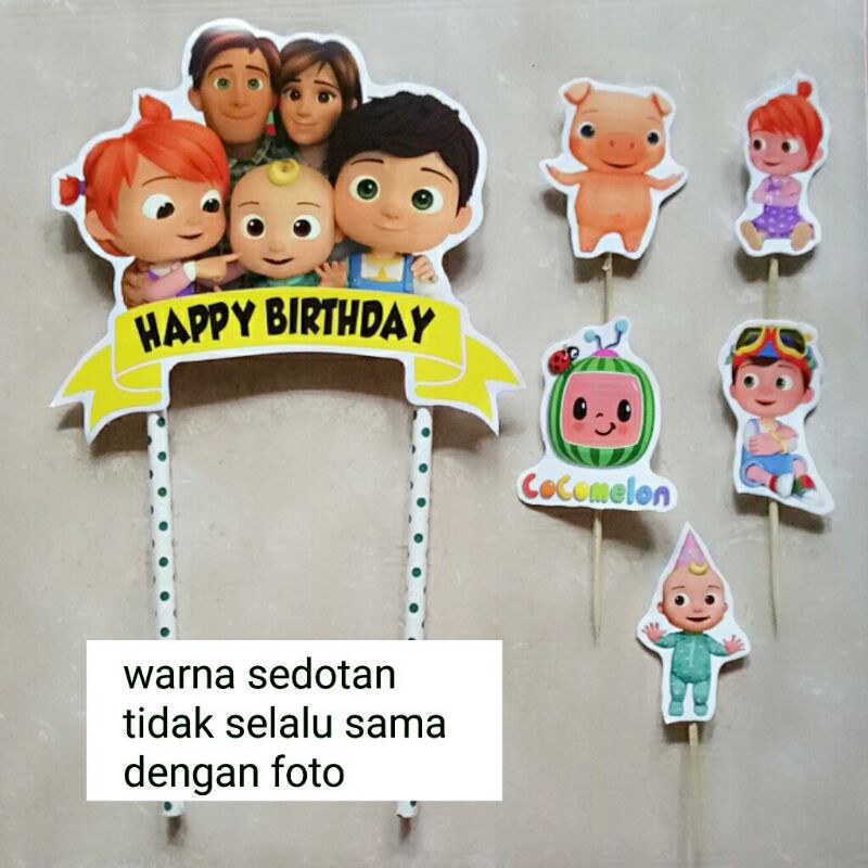 cake topper satu set hiasan kue ulang tahun karakter Coco melon cocomelon
