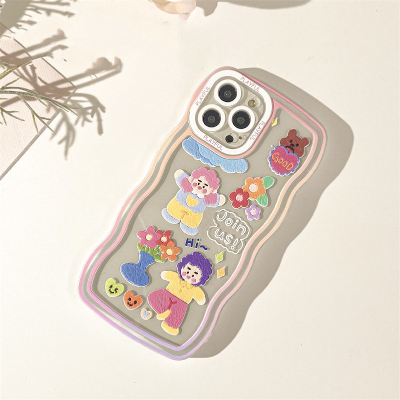 Soft Case TPU Transparan Motif Doodle Perempuan &amp; Laki-Laki Untuk iPhone 13 12 11 Pro Max X Xr Xs Max SE 8 7 6 6s Plus