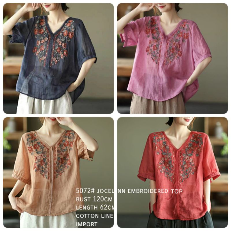 MDLV ~ 5072 Jocelynn Embroidered Top Atasan Blouse Wanita Fashion import