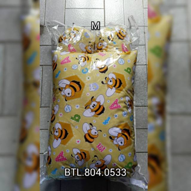 Bantal guling 60cm balita set sarung bisa lepas katun halus isi dakron motif banyak