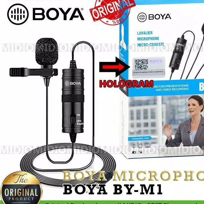 ORI 100% Garansi Mic Boya Microphone Smartphone DSLR camera Clip-On Omnidirectional Mikropon BY-M1 m1