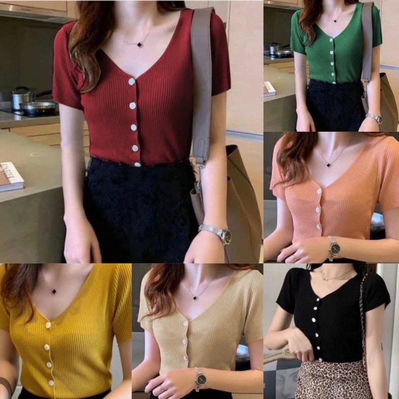 BELLEZA OUTLET OFFICIAL Baju Rajut V Neck Naomi Murah