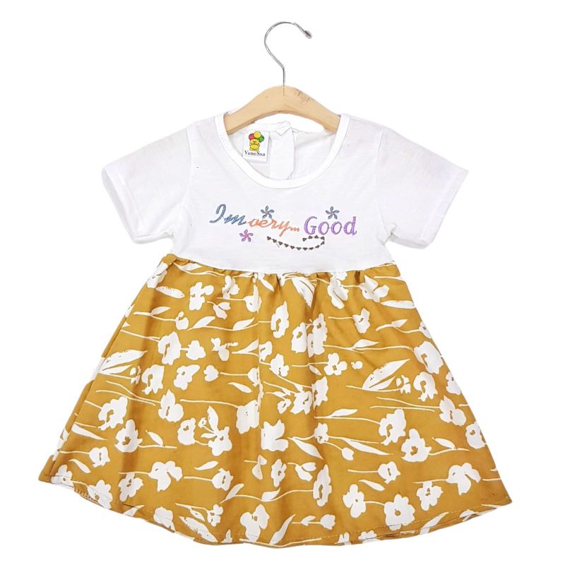 DRESS FASHION ANAK PEREMPUAN 1 TAHUN MOTIF BUNGA RANDOM