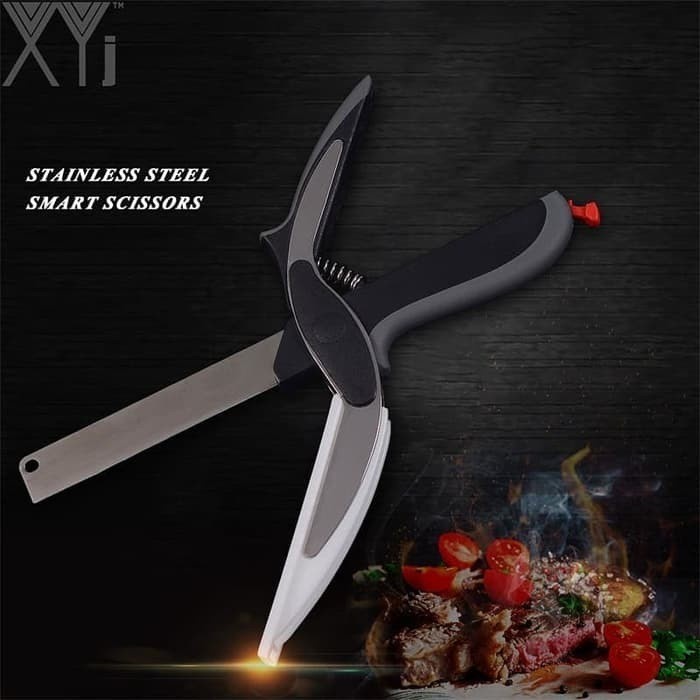 Pisau Gunting Sayur &amp; Daging Gunting Dapur Multifungsi Clever Cutter Clever Cutter Gunting Pisau 2in1 - Pisau dan Talenan Multifungsi