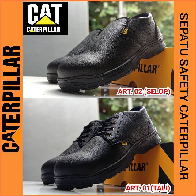 SEPATU SAFETY PRIA DAN WANITA CATERPILLAR UJUNG BESI / SEPATU KERJA PABRIK PROYEK KITCHEN SPBU PROMO