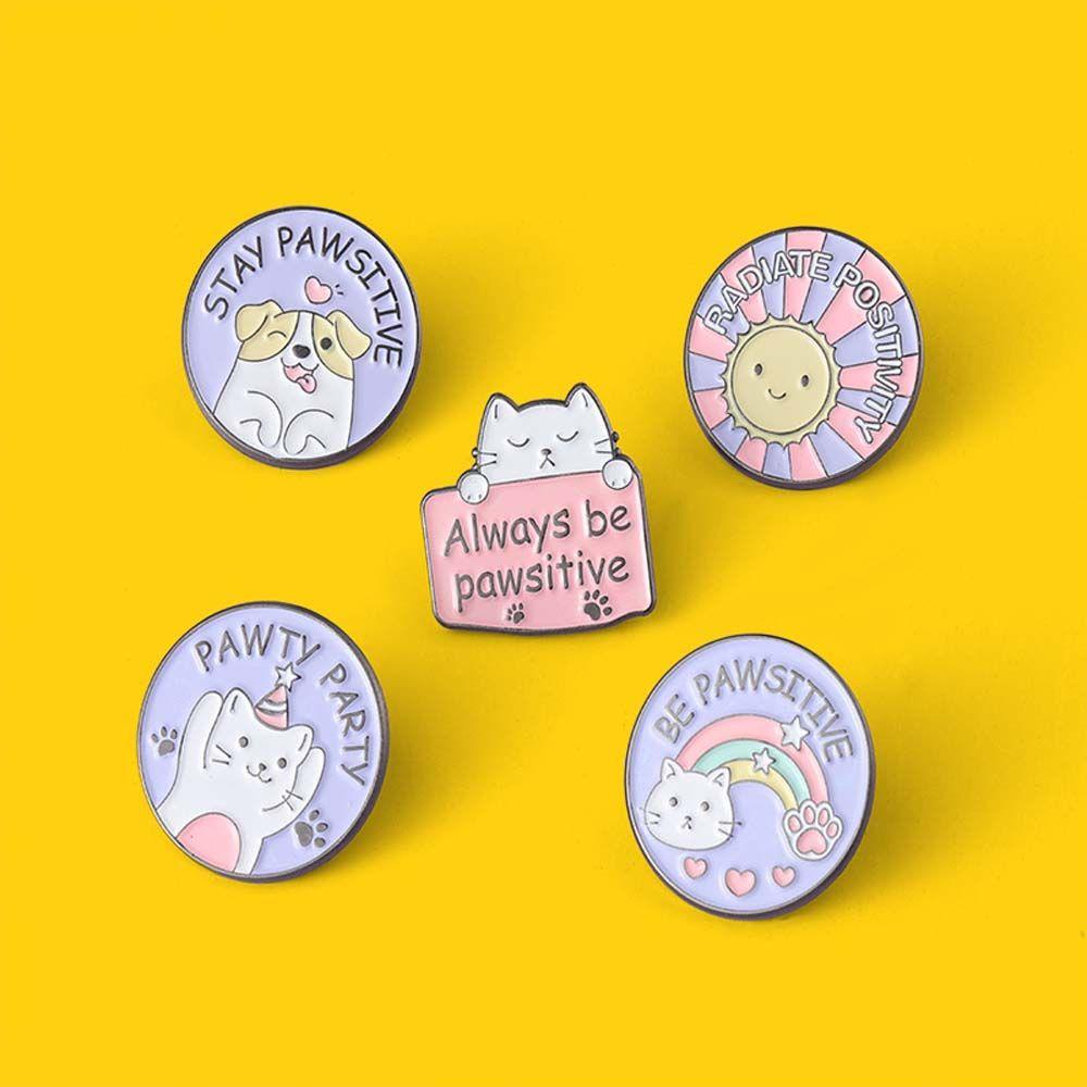 Bros Pin Enamel Bentuk Kartun Cakar Kucing Untuk Kerah Tas Ransel Anak