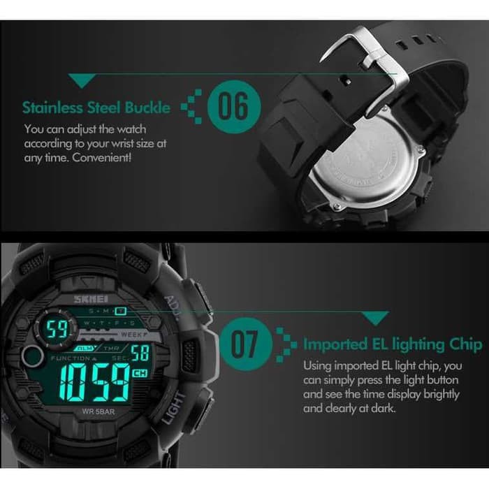 Jam Tangan Skmei Original Casio Water Resist Jam Tangan Pria Skmei - Hitam