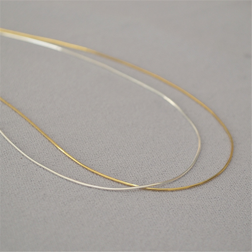 【COD Tangding】Simple Personality Smooth Snake Chain Necklace Trendy Net Celebrity INS Fine Neck Chain Fashion Niche Clavicle Chain