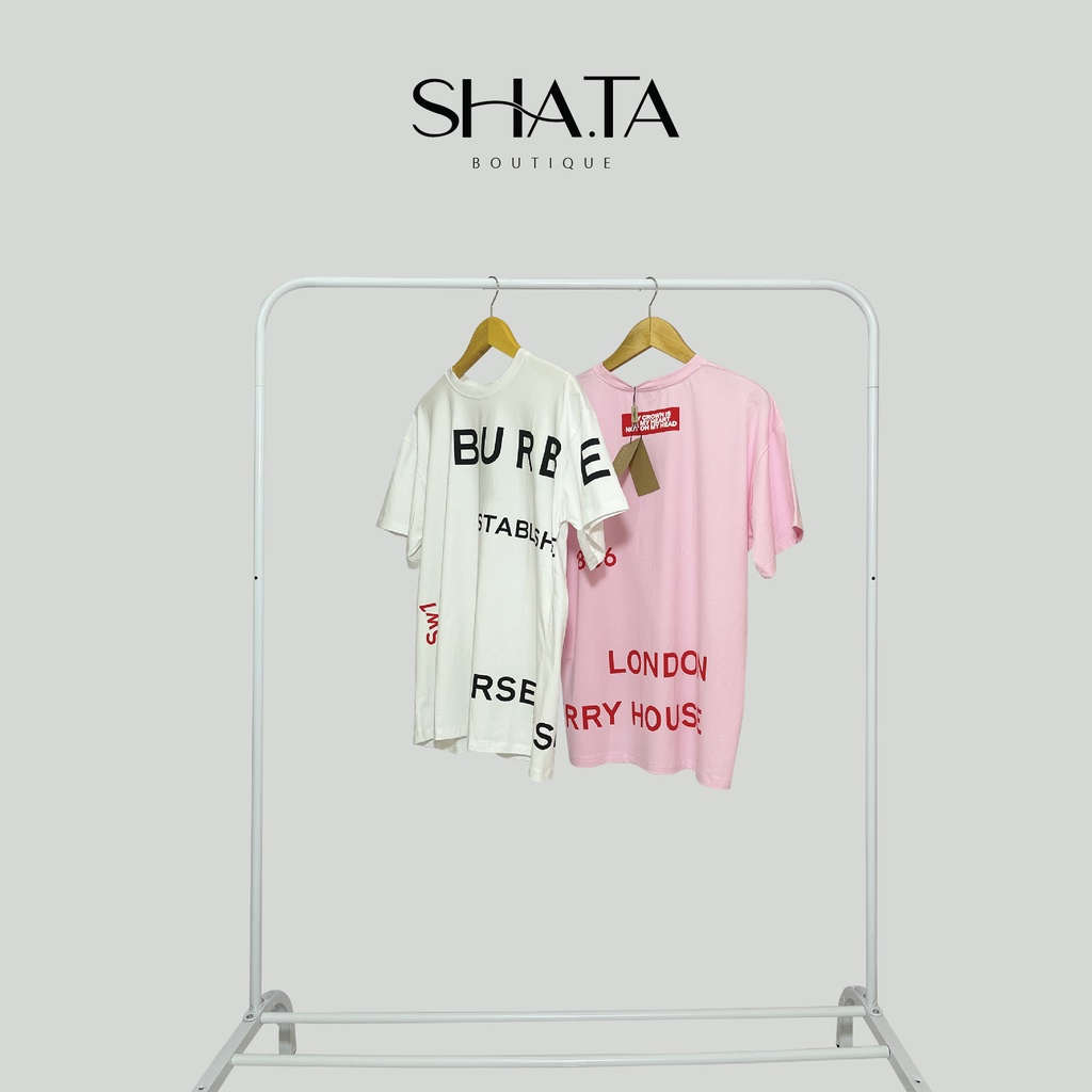 kaos BB berry pink putih burberry tshirt original
