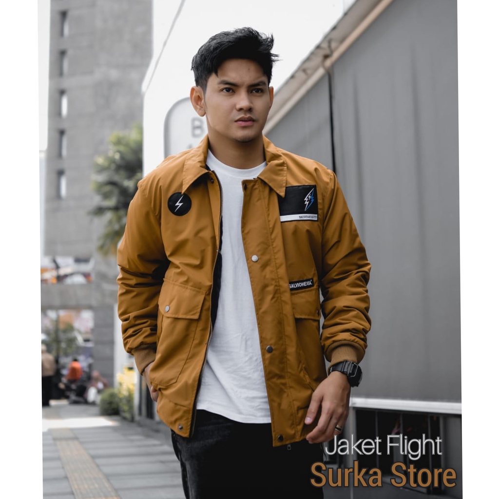 Jaket Parasut Pria Flight Bomber Waterproof Casual Original Distro Bandung