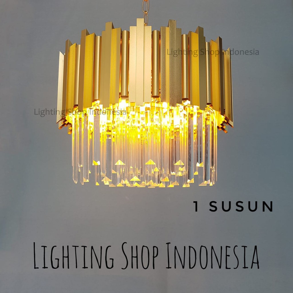 Lampu gantung kristal minimalis modern 40cm crystal 1susun Lampu gantung kristal minimalis modern 40cm crystal 1susun