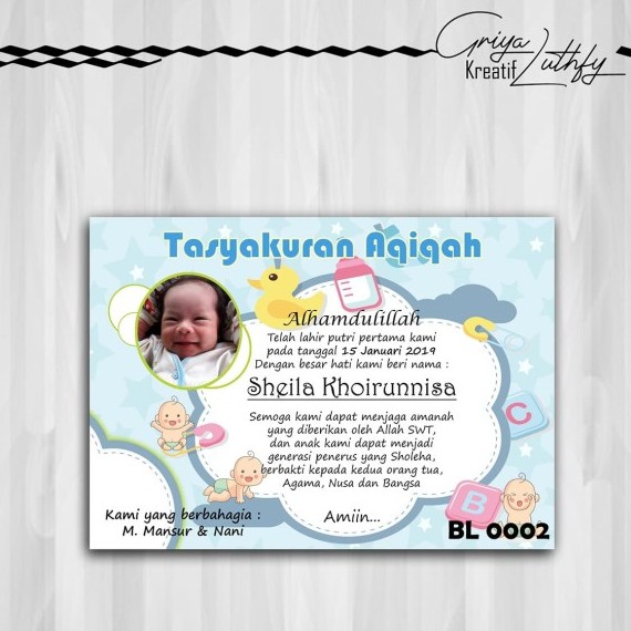

Kartu Tasyakuran Kelahiran - Aqiqah - Selapanan BL 0002