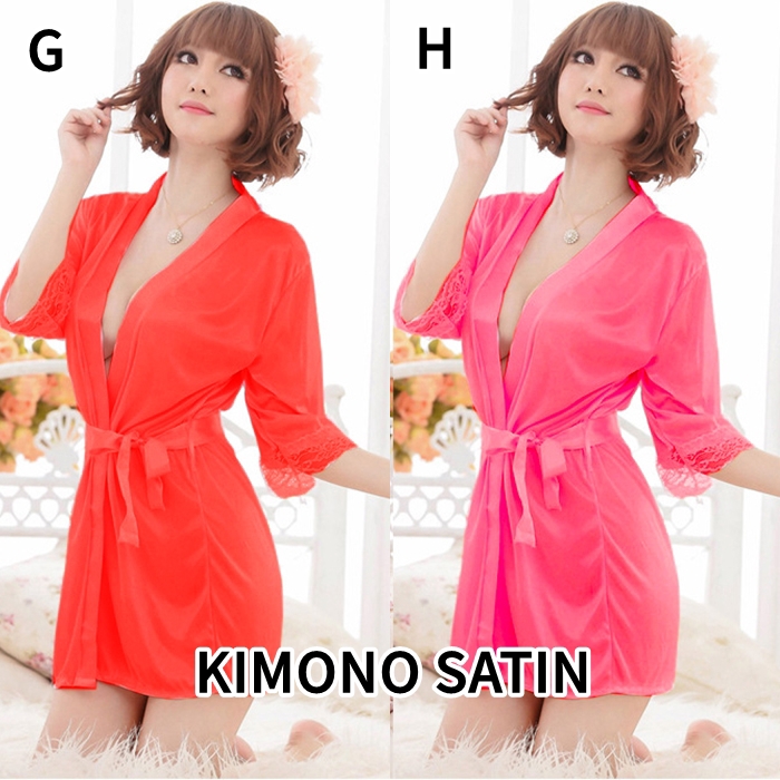 Kimono Lingerie dan Kimono 2in1 G-String Sexy Motif Polos Baju Tidur