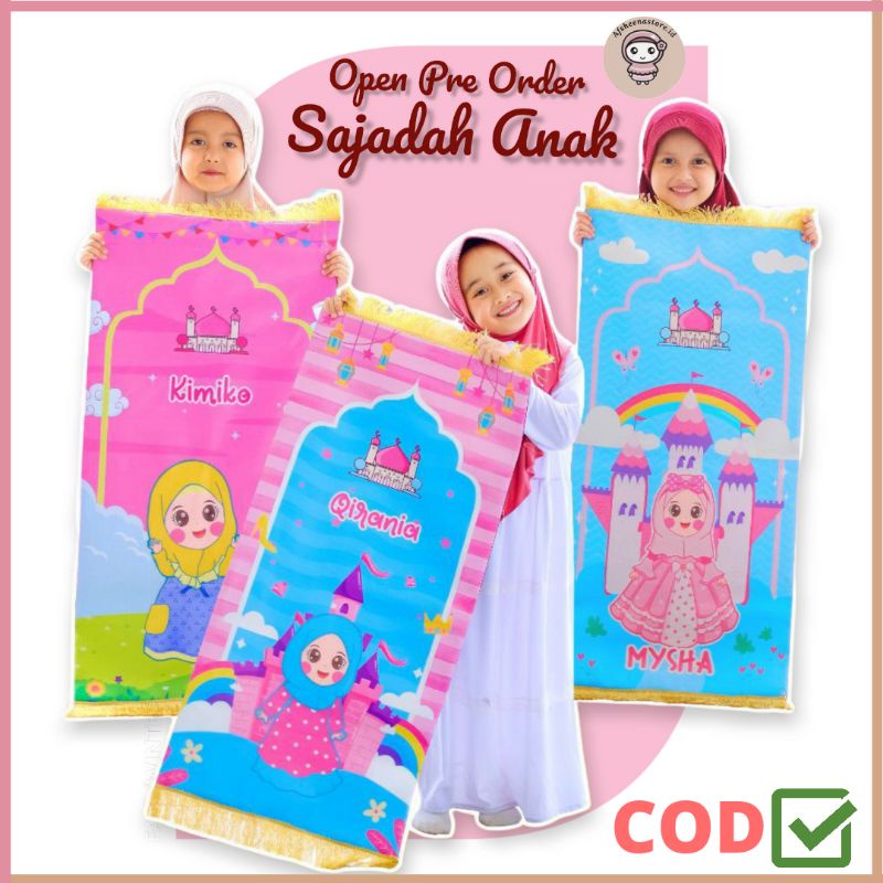 Afsheenastore Sajadah Custom Nama Sajadah Karakter Anak motif laki-laki dan perempuan