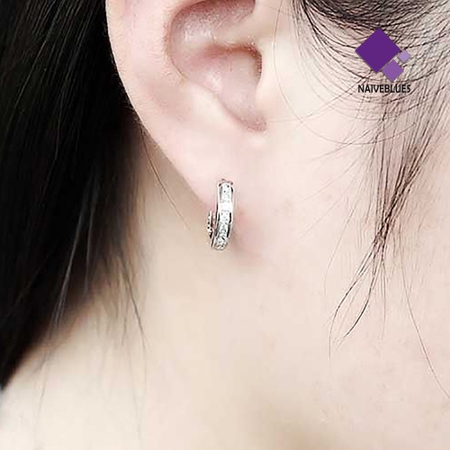 Anting Stud Hoop Berlian Imitasi Bahan Platinum Plated Untuk Wanita