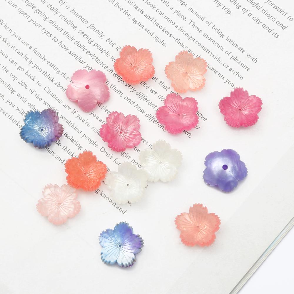 10pcs 19mm Imitation Shell Plum Blossom Beads Acrylic Acetate Flower Petals Spacer Beads For DIY Jewelry Making Hairpin Bracelet