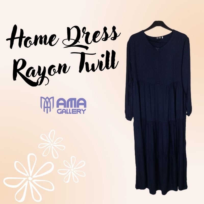 Daster Rayon Jumbo Terbaru Kualitas Premium Warna Biru Dongker Polos Gamis Rumah Home Dress Lengan P