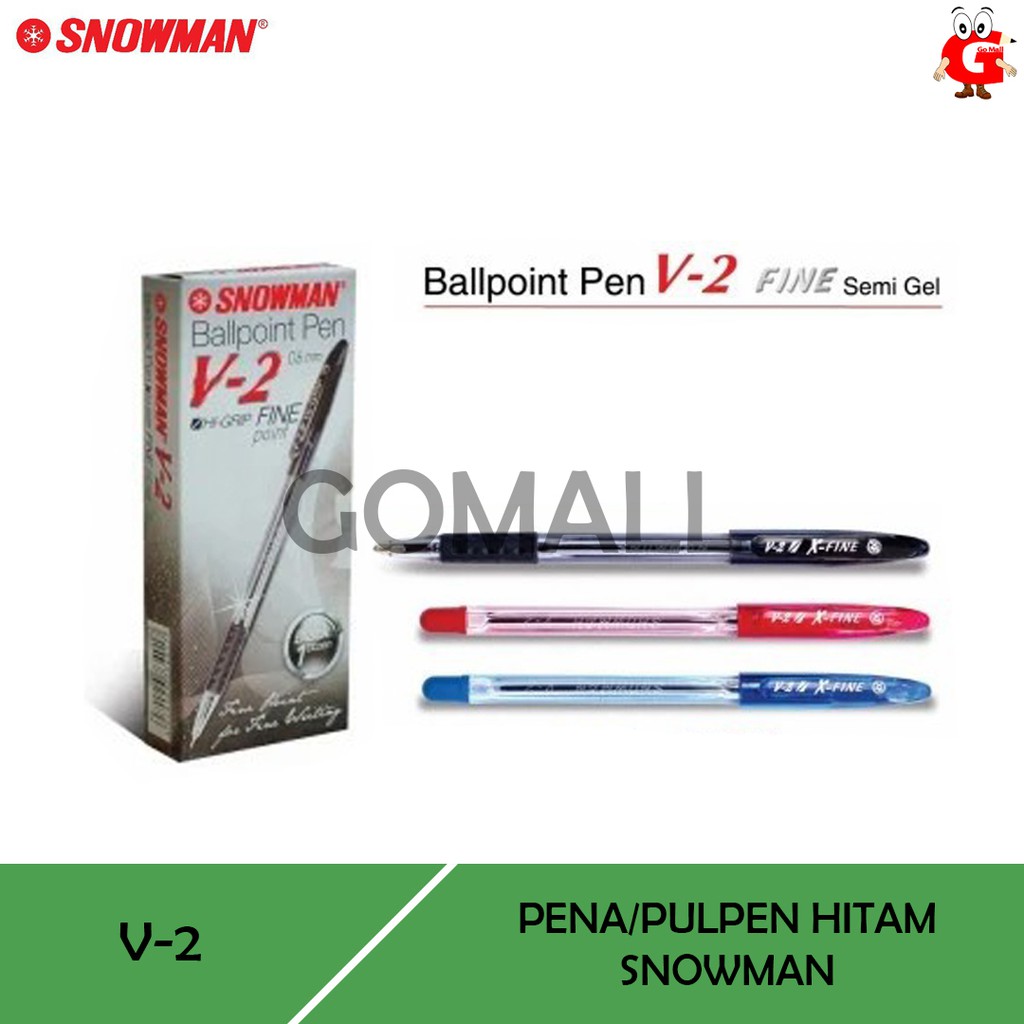 

Pulpen Ballpoint Pena Snowman V-2 Hitam 0.6