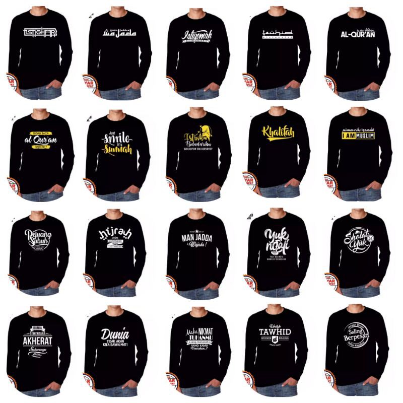 Kaos Dakwah Islami Lengan Panjang / Kaos Dakwah / Kaos Muslim / Kaos Santri / Kaos Pria / Distro-1