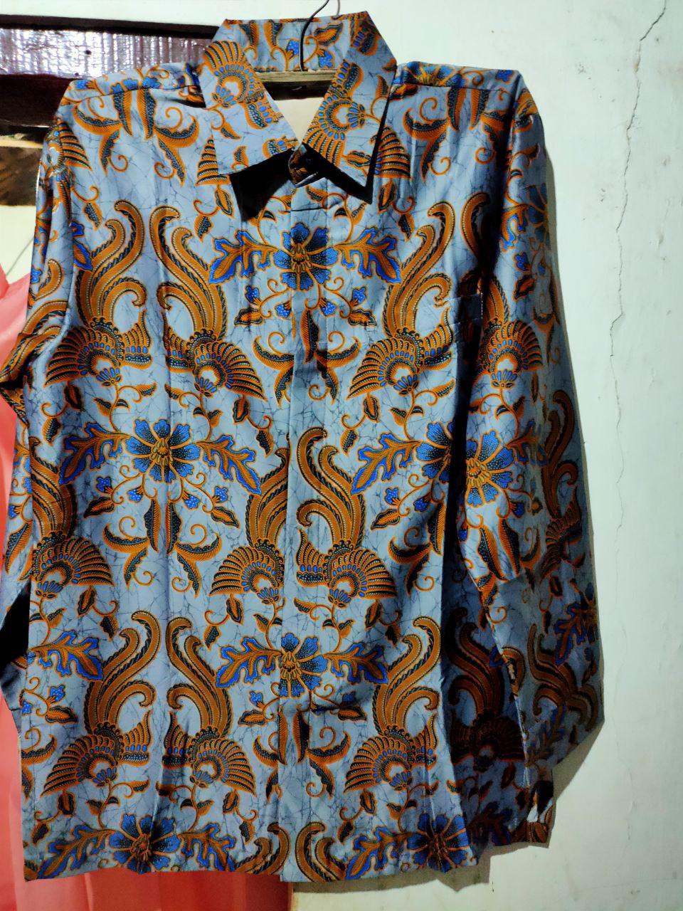 Kemeja Batik Pria Semi Sutra Silky  Premium  Puring Istimewa