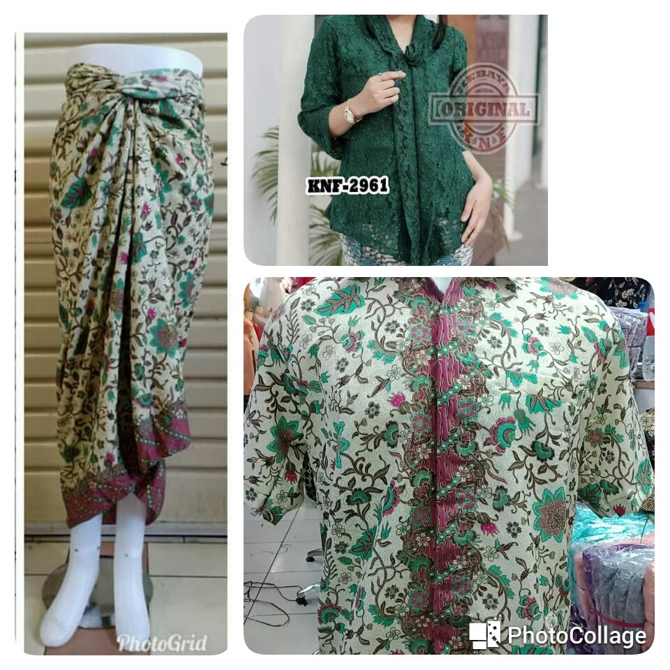 couple set kebaya kutubaru brukat rok lilit hem pendek