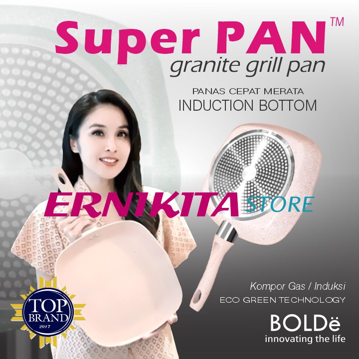 BOLDe GRILL PAN 28 CM - Super Pan Wajan Pemanggang Granite Coating