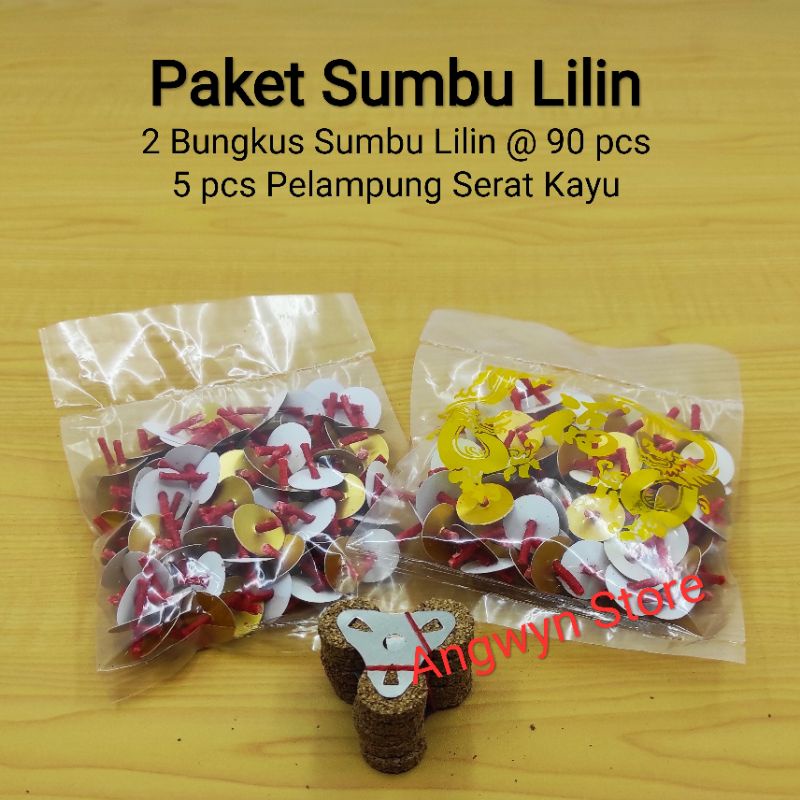 Sumbu lilin 2 bungkus + pelampung serat kayu 5 Pcs