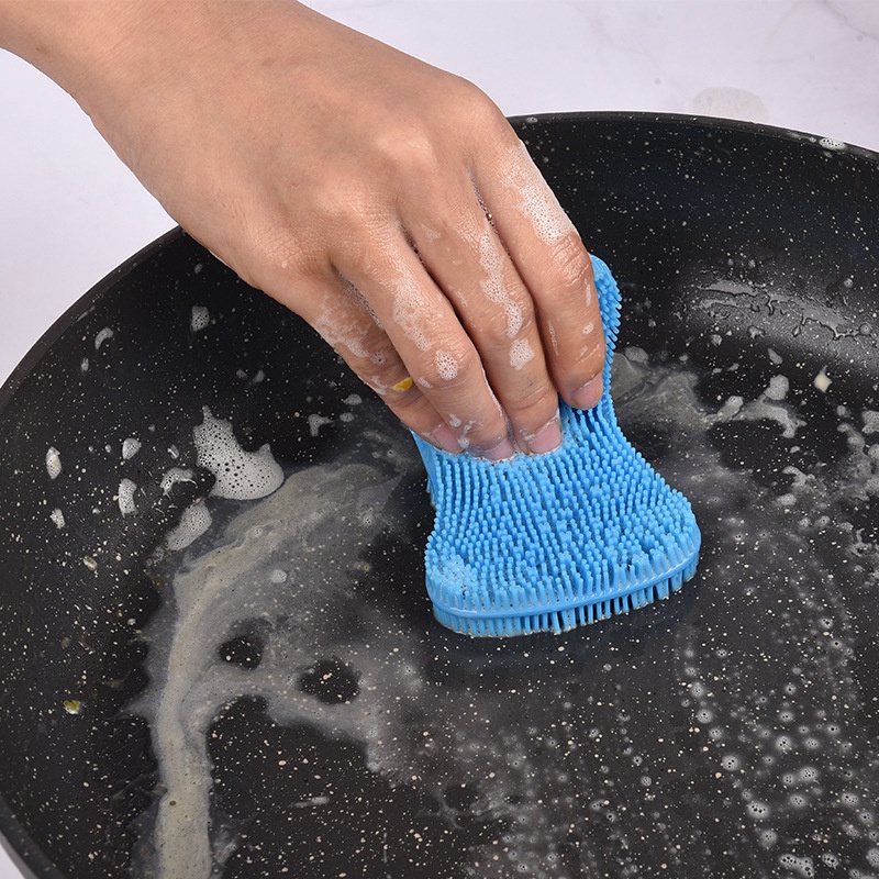 Silicone Dish Washing Sponge Scrubber Kitchen Cleaning Antibacterial Tool