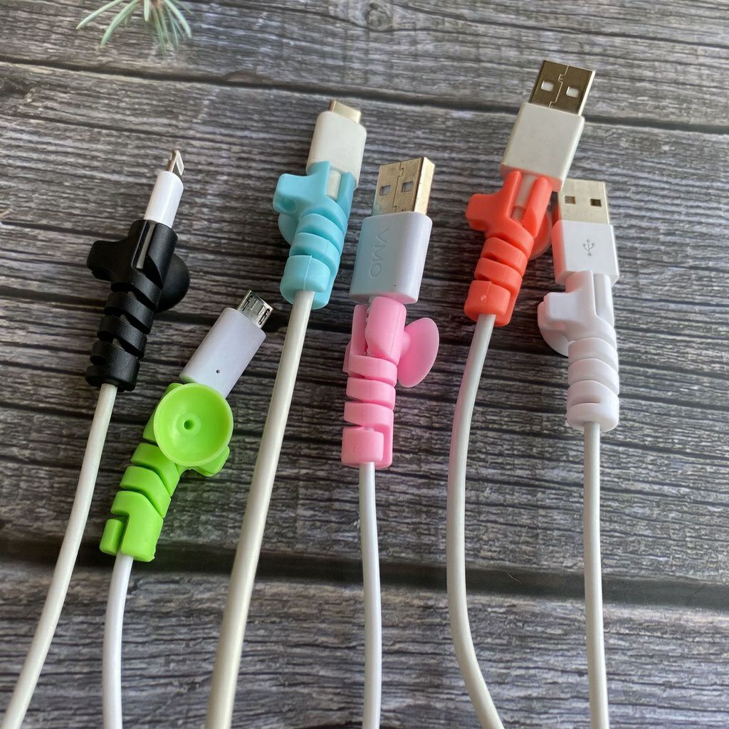 JT - Pelindung Ujung Kabel Spiral 2in1 Cable Cord Protector Gurita Sucker Tempel Bite Penutup Lilitan