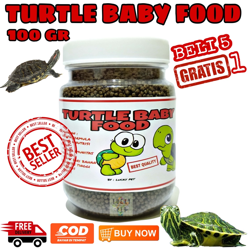 TERMURAH Makanan pakan pelet bayi anak kura kura air brazil baby turtle kecil hijau dada merah