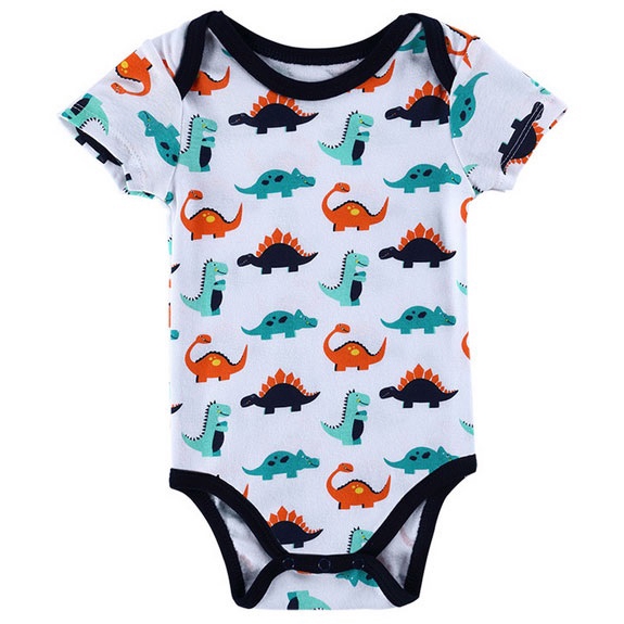 Produk Eceran - Jumper Putih Sablon Bahan Katun TCM Motif Animal Random Tabur Warna Random Mix, Motif Kartun Warna Sablon / Bodysuit Baby / Romper Bayi Segi Tiga Grosir Pabrik Cotton