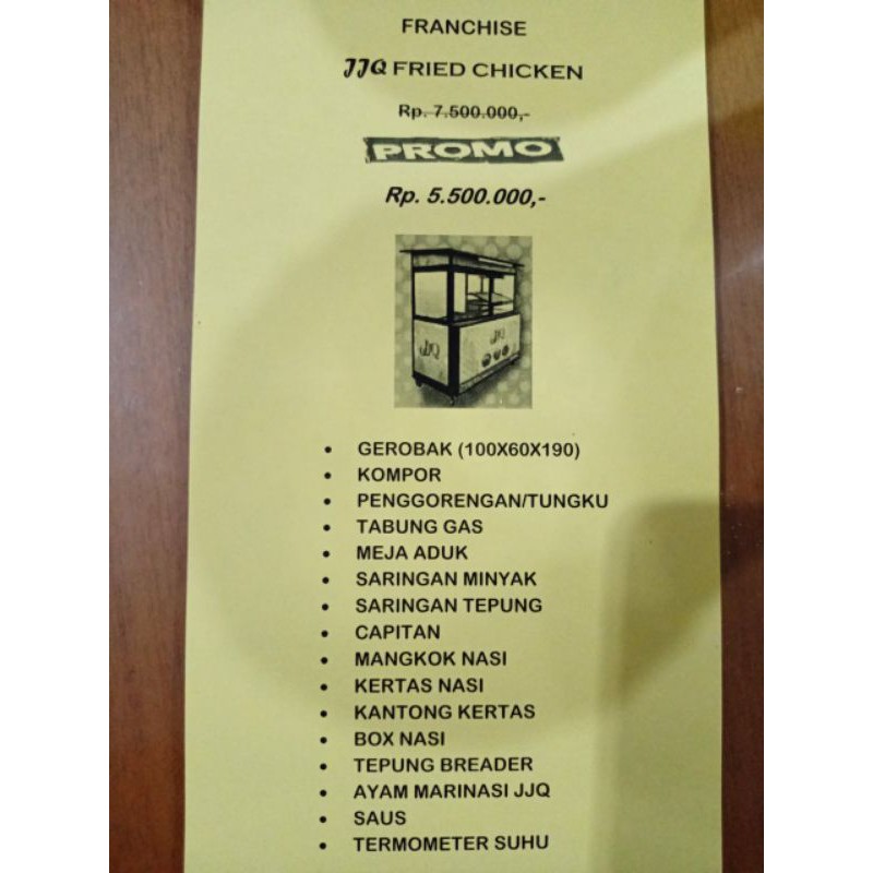 Franchise Kemitraan JJQ Fried Chicken. [PROMO] TERBATAS