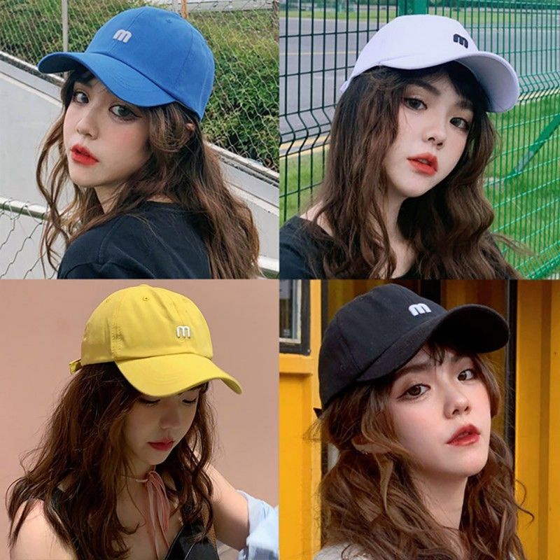 AS SHOP-085 Unisex Lembut Top M Huruf Pure Warna Nyaman Katun Topi Baseball