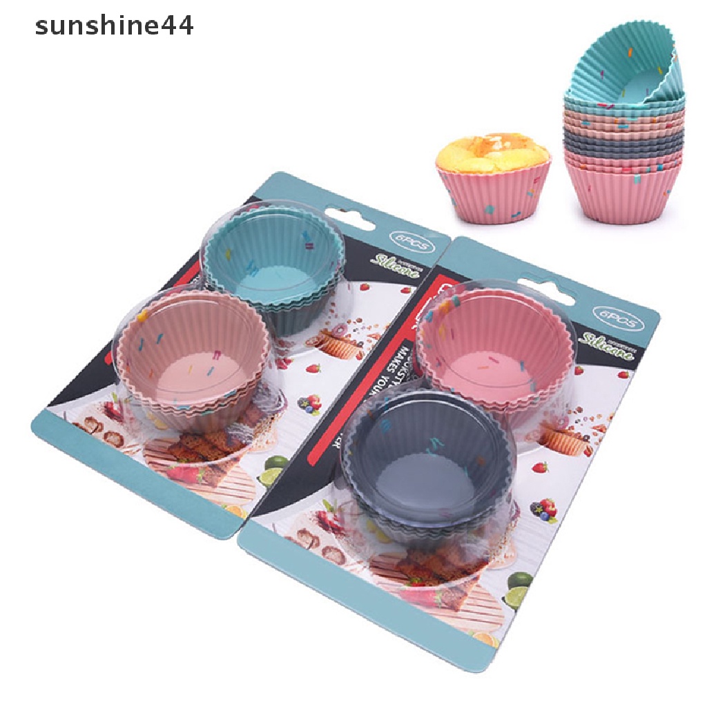 Sunshine 6pcs / set Cetakan Cupcake / Muffin DIY Bahan Silikon Reusable