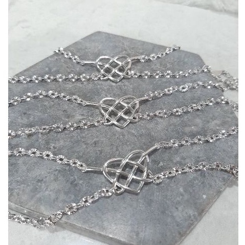 Gelang Tangan Ikatan Cinta Perak Asli 925 Lapis Emas Putih - Anti Karat - Perhiasan Wanita