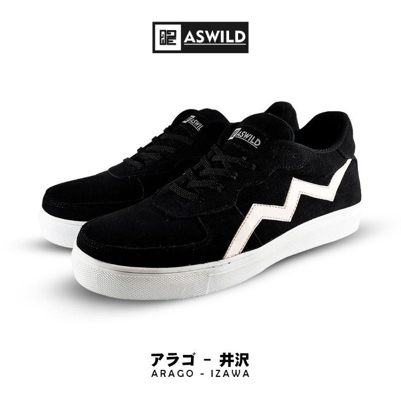 Aswild Store - Sepatu Pria Loafers Black White Izawa