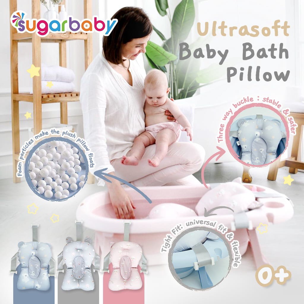 Sugar Baby ULTRASOFT BABY BATH PILLOW - BABY BATH NET / Bantal Bak Mandi Bayi Anak Motif Ultrasoft / Bantal Mandi Bayi