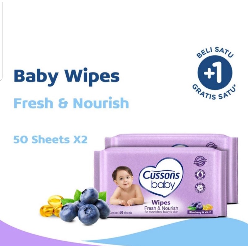 Buy 1 Get 1 Cussons Baby Wipes 45s +45s Cussons Wipes Tissue Basah Bayi Cusson