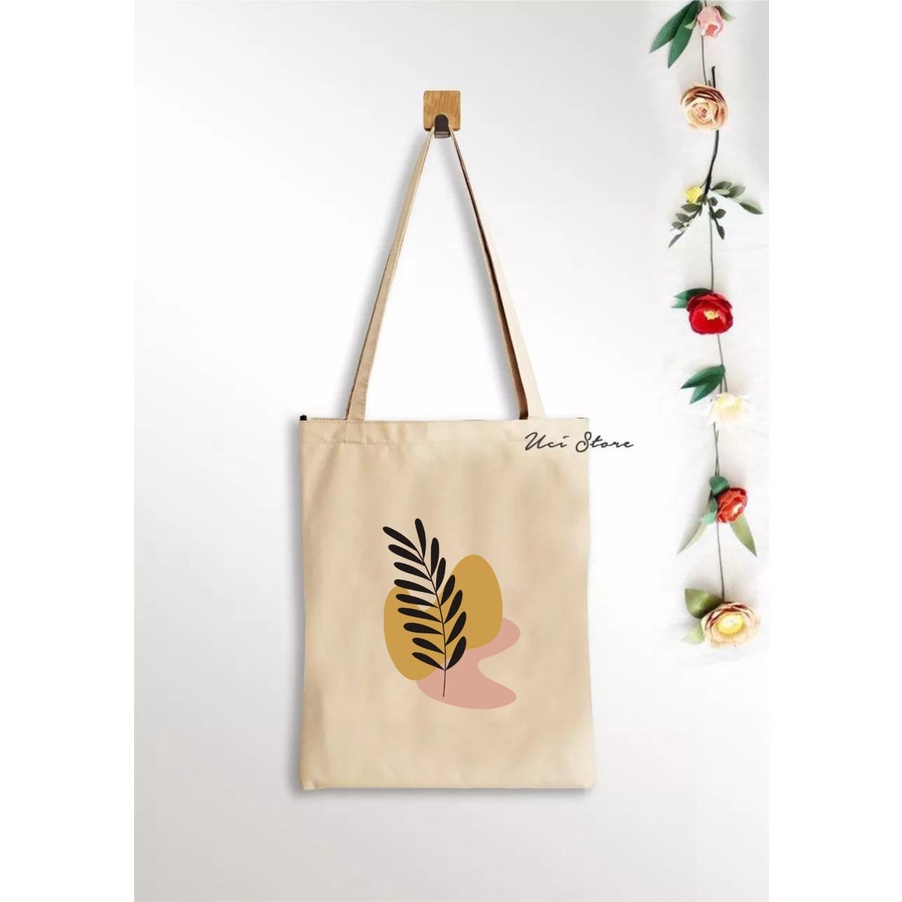 [BISA COD // PAKAI RESLETING] TOTEBAG AESTHETIC BUNGA 6  MOTIF TERBARU VARIAN WARNA (TOKO UCI)