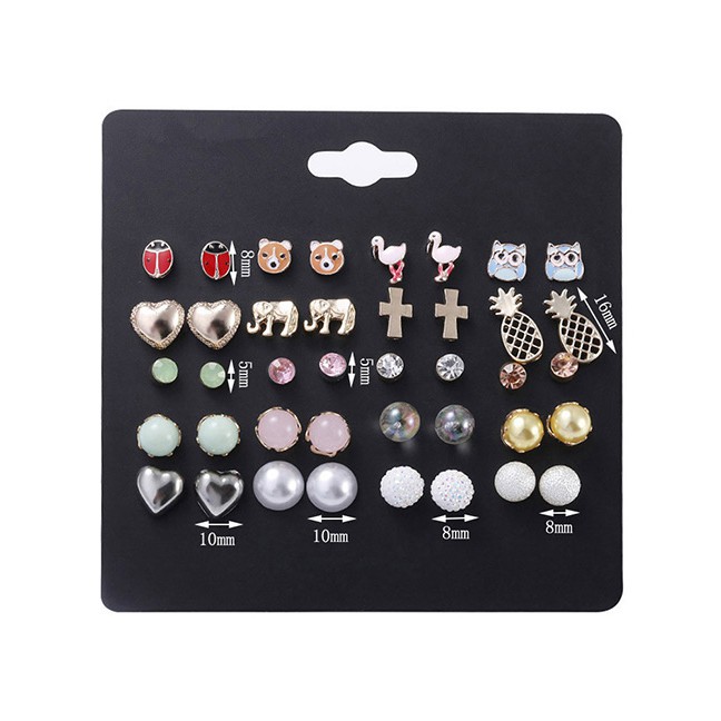 LRC Perhiasan Set Fashion Multi-color Animals Shape Decorated Earrings