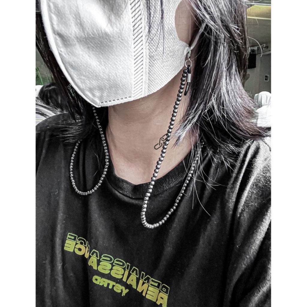 BISA COD Tali / Lanyard / Strap Kalung Masker Mute Hitam Polos / Simple Cowok Cewek Pria