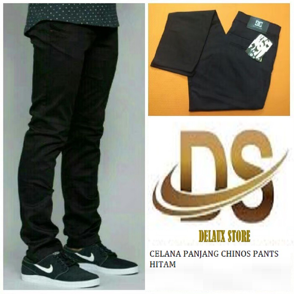 CELANA PANJANG PRIA  CHINOS PANTS HITAM KATUN TAMPIL LEBIH KEREN DAN LEBIH SPORTY PREMIUM