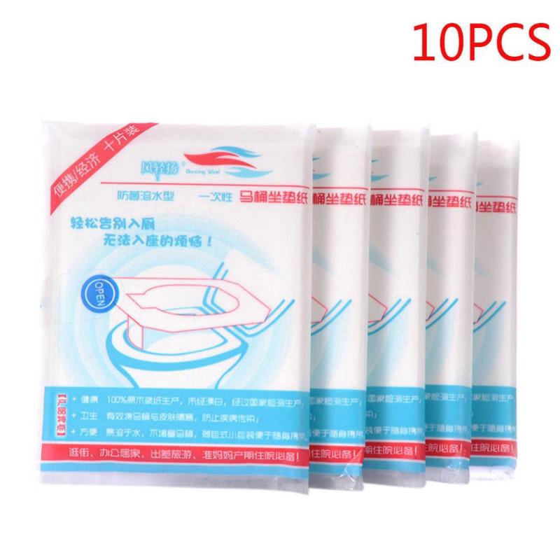 10pcs/set Disposable Toilet Seat Cover Travel Portable Toilet Alas Duduk Kamar Mandi Pembalut Kertas Pad Dissolved In Water