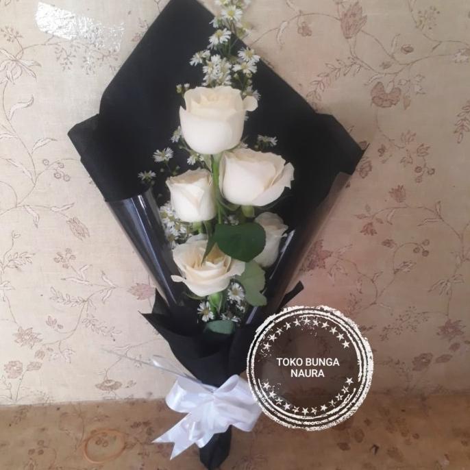 Best Product!!! Bucket Bunga/Bunga Wisuda/Hand Buket/Mawar Putih - Paling Dicari - buket lucu - buke