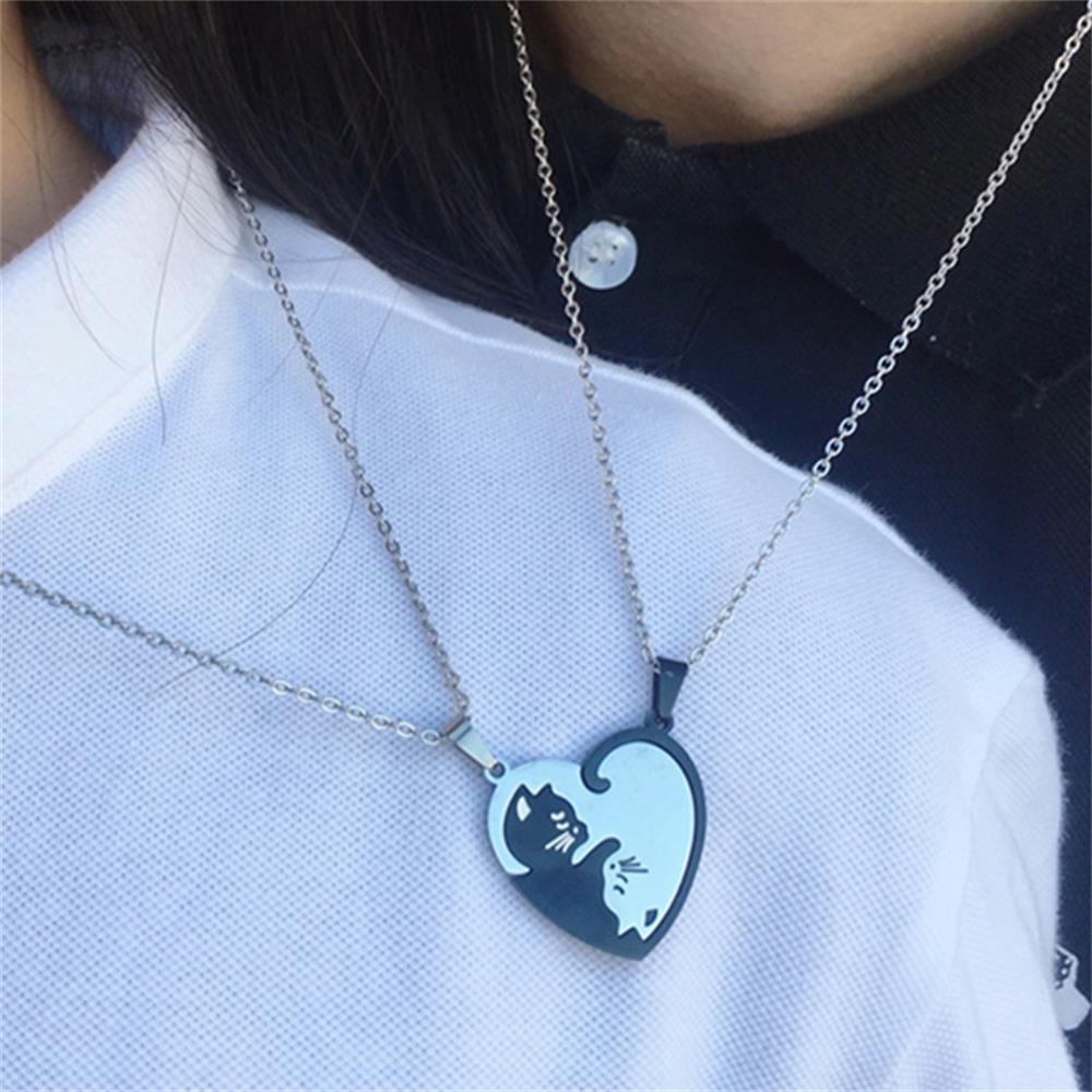 Kalung Rantai Liontin Hati Yin Yang Bahan Stainless Steel Untuk Wanita