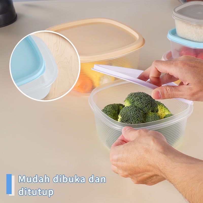 Letyeah &amp; Kaizenliving 5 pcs Kotak kontainer makanan kulkas / kotak penyimpanan/food storage box