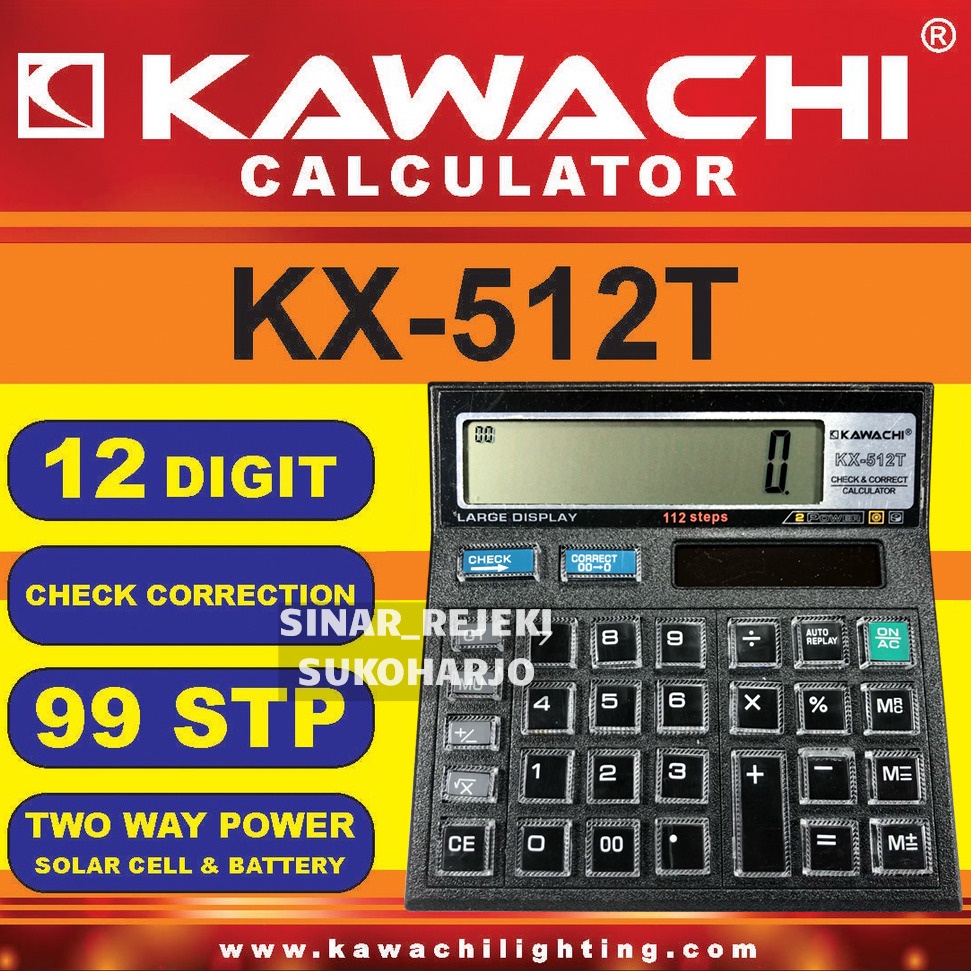 Kalkulator Kawachi 12 Digit KX-512T / Calculator Kawachi KX-512T