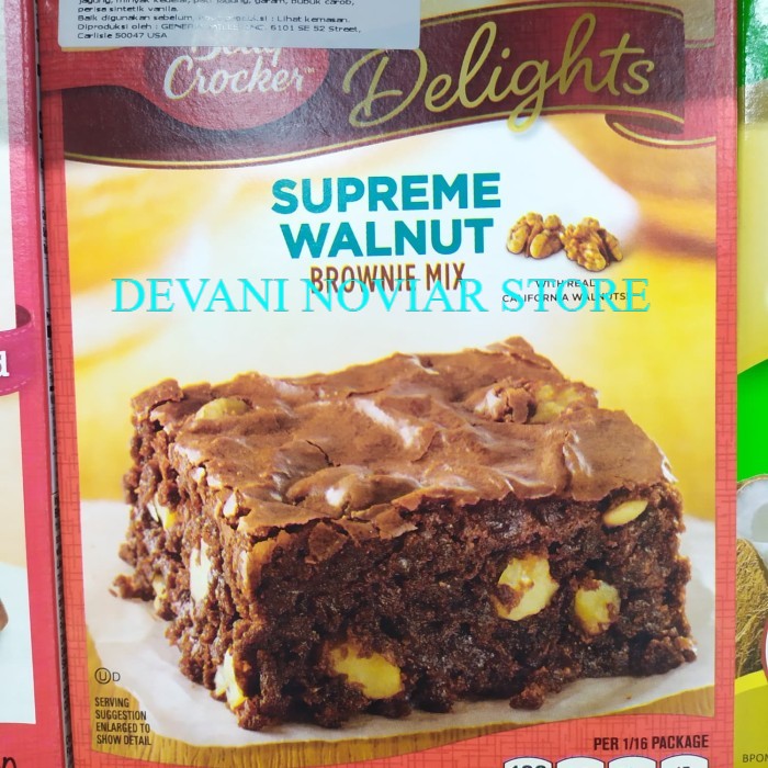 

BettyCrocker Delight Supreme Walnut Brownie Mix 467gram
