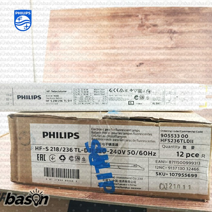 PHILIPS HF-S 218 / 236 TL-D II 220-240V 50/60Hz - Ballast Elektronik T8